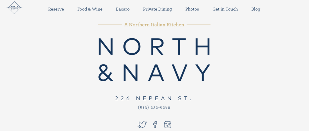 North & Navy Italian Restaurant Ottawa