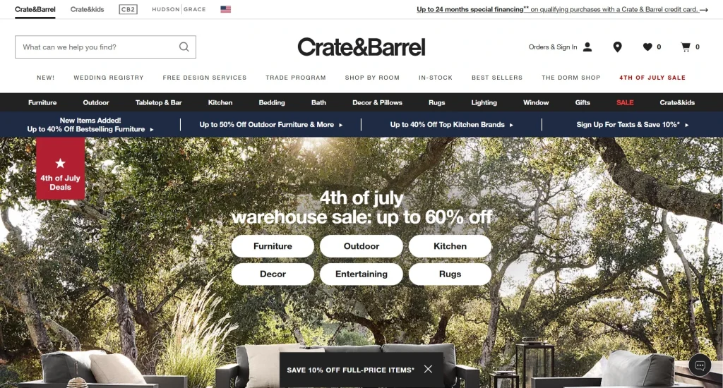 Stores Like Pottery Barn - Crate & Barrel
